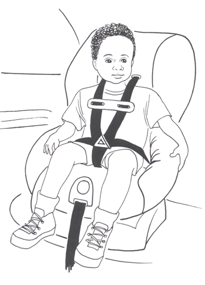 dziecko w foteliku (rysunek)