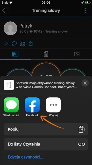 Wybór platrofmy w Garmin Connect