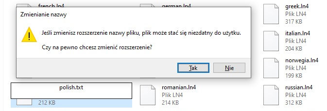Zmiana rozszerzenia pliku