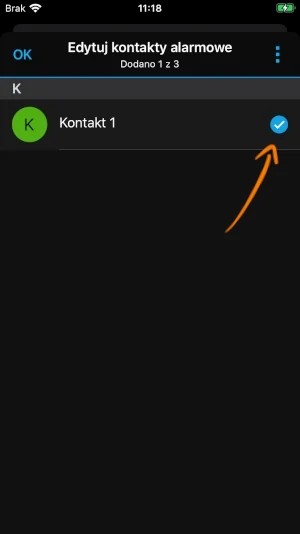 Wybór kontaktów alarmowych w Garmin Connect