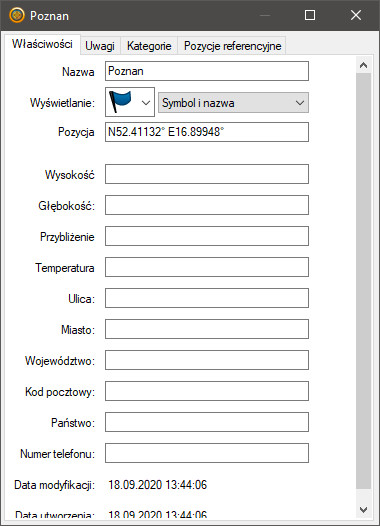 Ustawianie pozycji w programie Garmin BaseCamp