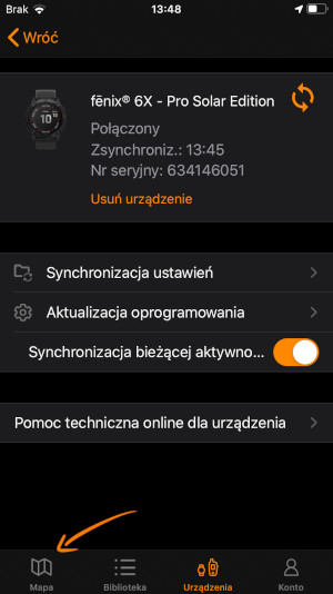 Ikona mapy w aplikacji Garmin Explore
