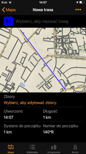 Utworzenie nowej trazy w aplikacji Garmin Explore