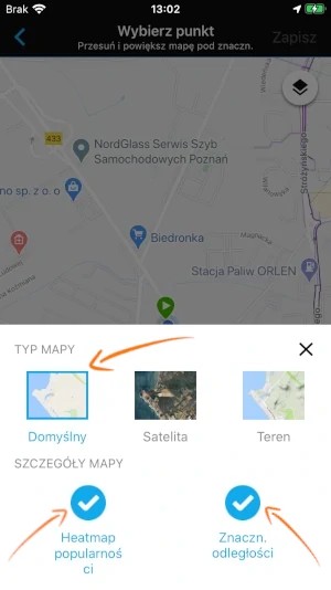 Personalizacja preferencji mapy w aplikacji Garmin Connect