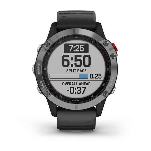 Garmin Fenix 6 Solar Srebrny z czarnym paskiem [010-02410-00]