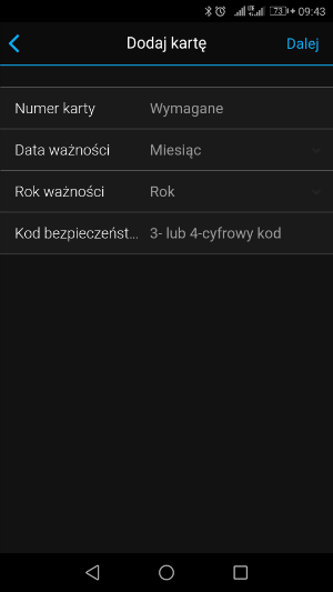 Dane w aplikacji Garmin Pay