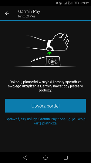 Aplikacja Garmin Pay na telefonie
