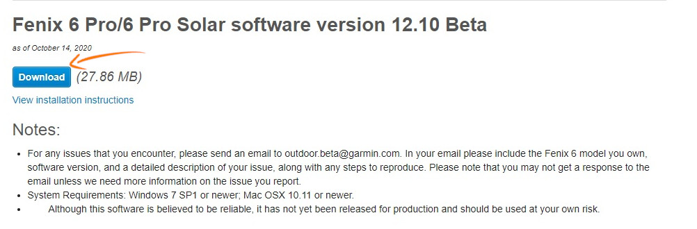 Pobieranie aktualizacji do zegarka Garmin Fenix 6