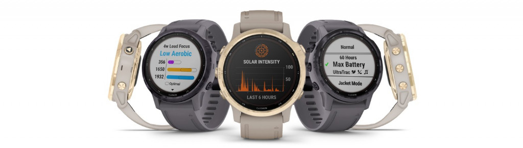 Cechy Garmin Fenix 6S Solar Srebrny z czarnym paskiem [010-02409-00]