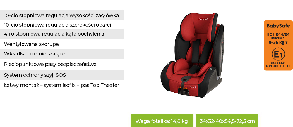 Funkcja BabySafe Corso 9-36 kg