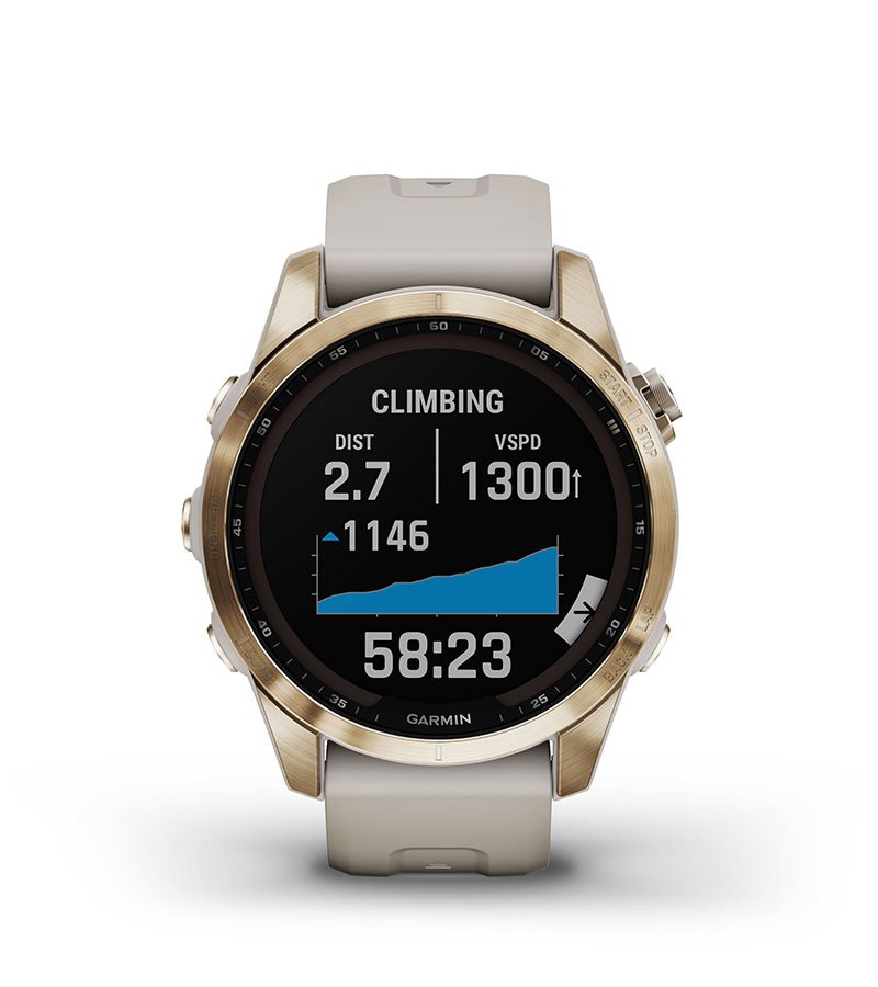 Zaleta Garmin Fenix 7s Sapphire Solar Kremowozłoty tytan [010-02539-21]