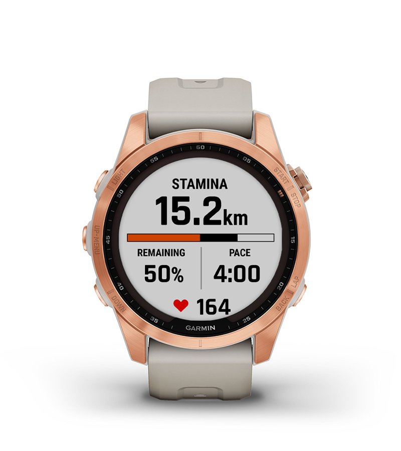 Cechy Garmin Fenix 7s Solar Różowo-złoty z jasnopiaskowym paskiem [010-02539-11]