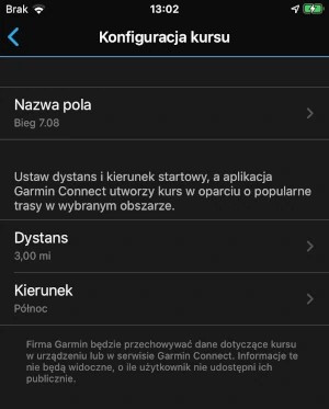 Konfiguracja kursu w Garmin Connect