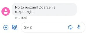 Przykładowe powiadomienie SMS ustawione w Garmin Connect