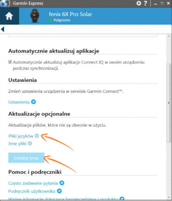 Instalacja języka Polskiego w Garmin Express