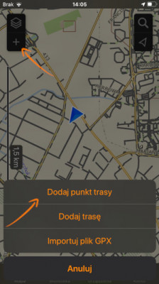 Tworzenie nowego punktu na trasie w aplikacji Garmin Explore