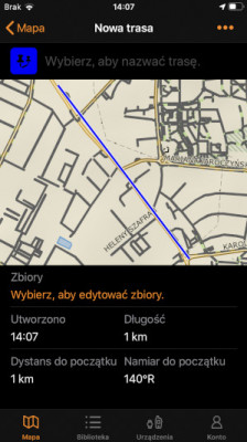 Utworzenie nowej trazy w aplikacji Garmin Explore