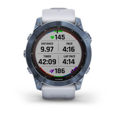 Garmin Fenix 7x Sapphire Solar Jasnoniebieski tytan (DLC) i białym paskiem [010-02541-15]