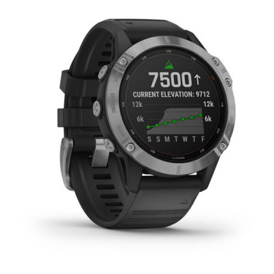 Garmin Fenix 6 Solar Srebrny z czarnym paskiem [010-02410-00]