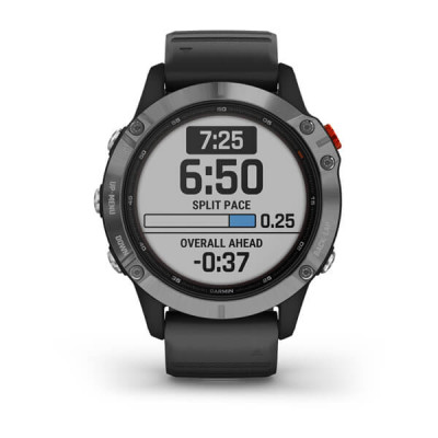 Garmin Fenix 6 Solar Srebrny z czarnym paskiem [010-02410-00]