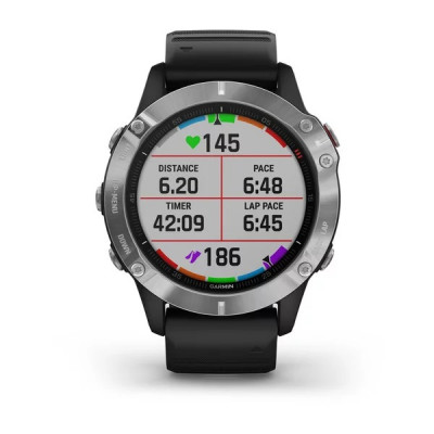 Garmin Fenix 6 Srebrny z czarnym paskiem [010-02158-00]