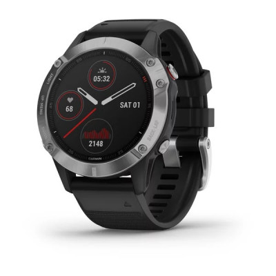 Garmin Fenix 6 Srebrny z czarnym paskiem [010-02158-00]