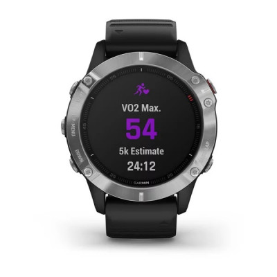 Garmin Fenix 6 Srebrny z czarnym paskiem [010-02158-00]