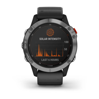 Garmin Fenix 6 Solar Srebrny z czarnym paskiem [010-02410-00]