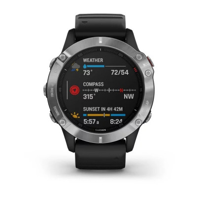 Garmin Fenix 6 Srebrny z czarnym paskiem [010-02158-00]