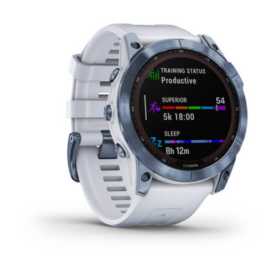 Garmin Fenix 7x Sapphire Solar Jasnoniebieski tytan (DLC) i białym paskiem [010-02541-15]