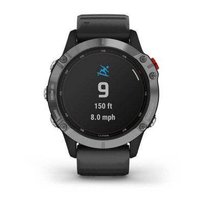 Garmin Fenix 6 Solar Srebrny z czarnym paskiem [010-02410-00]