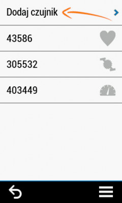 Garmin Edge opcja dodaj czujnik
