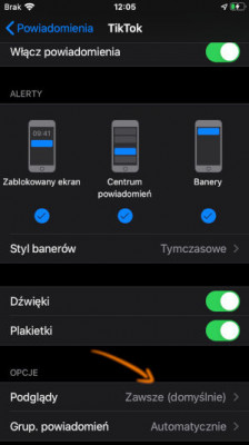 Jak zarządzać powiadomieniami z zegarka Garmin na iPhon powiadomienia Tiktok nigdy