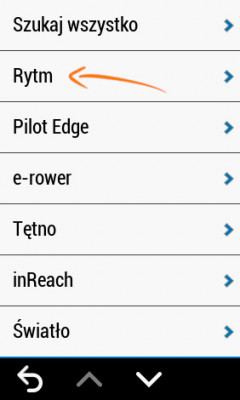 Garmin Edge zakładka Rytm