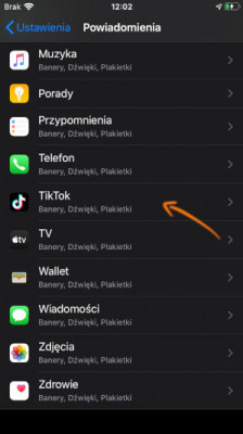 Jak zarządzać powiadomieniami z zegarka Garmin na iPhon powiadomienia Tiktok