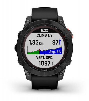 Atrybuty Garmin Fenix 7 Solar Niebieskoszary z czarnym paskiem [010-02540-11]