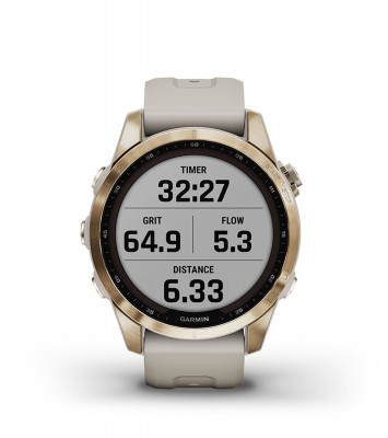 Cechy Garmin Fenix 7s Sapphire Solar Ciemnobrązowy tytan z szarym paskiem [010-02539-29]