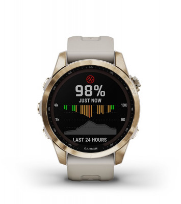 Cechy Garmin Fenix 7s Sapphire Solar Ciemnobrązowy tytan z szarym paskiem [010-02539-29]