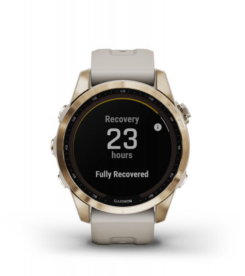 Zaleta Garmin Fenix 7s Sapphire Solar Ciemnobrązowy tytan z szarym paskiem [010-02539-29]