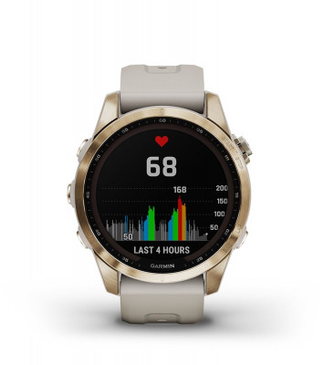 Przewaga Garmin Fenix 7s Sapphire Solar Ciemnobrązowy tytan z szarym paskiem [010-02539-29]