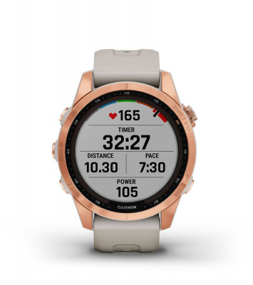 Zaleta Garmin Fenix 7s Solar Różowo-złoty z jasnopiaskowym paskiem [010-02539-11]