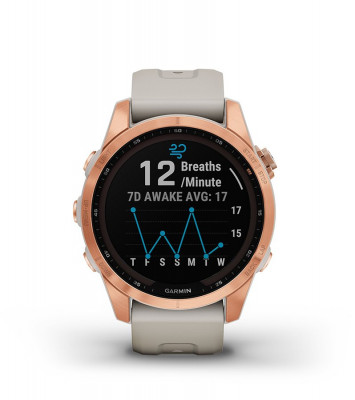 Cechy Garmin Fenix 7s Solar Różowo-złoty z jasnopiaskowym paskiem [010-02539-11]